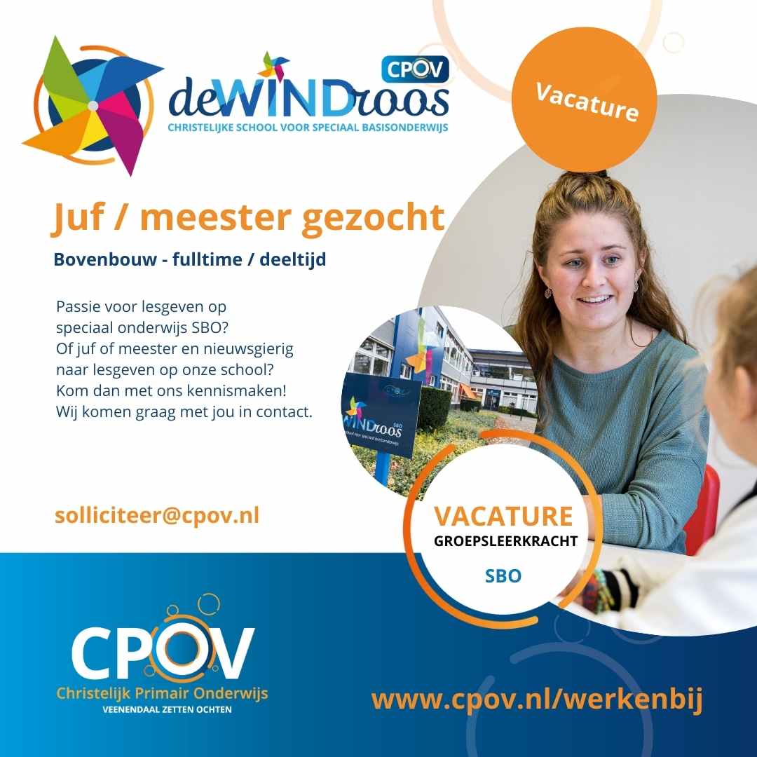 Vacature: SBO De Windroos - Onderbouw - CPOV Stichting Christelijk ...